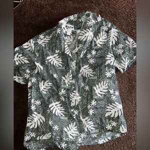 Green and White Hawaiian Shirt Howie xl